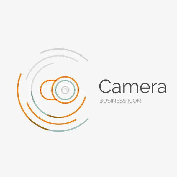 Ligne mince design soigné logo, concept de caméra — Image vectorielle