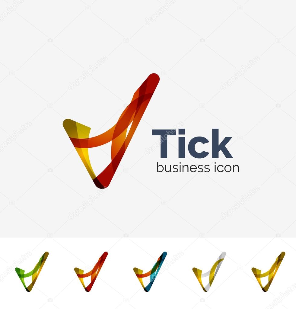 Modern tick abstract wave logo set