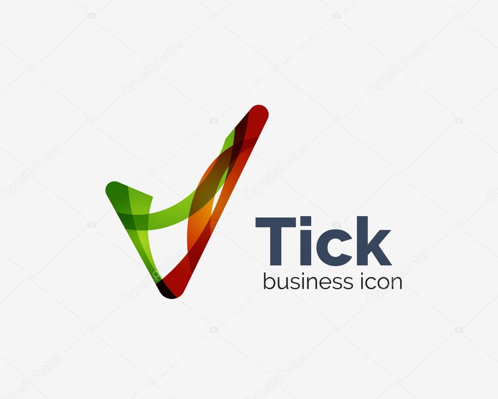 Modern tick abstract wave logo design, business icon. Geometric emblem