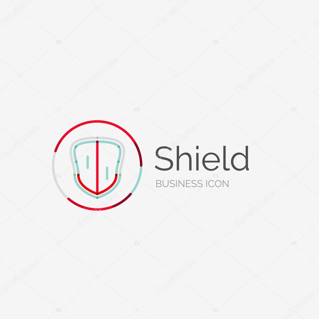 Thin line neat design logo, clean modern concept, shield icon