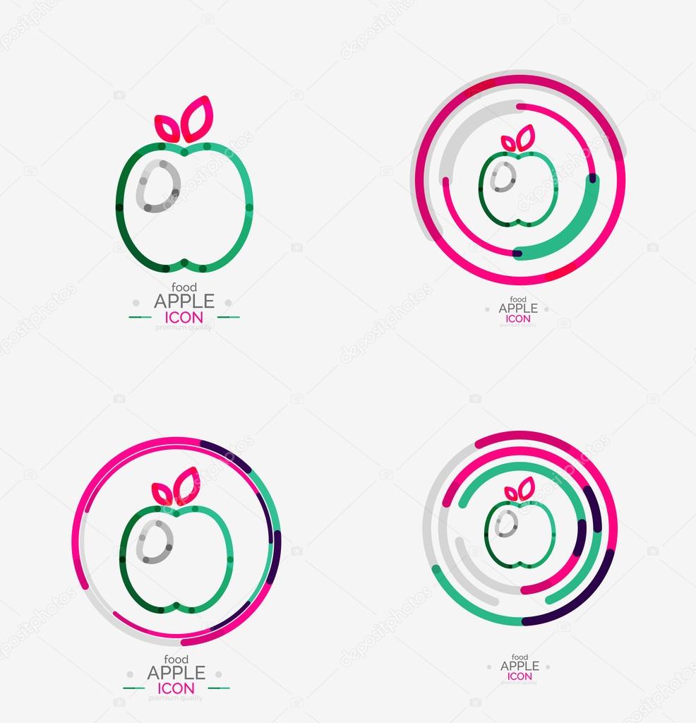 Apple logo concept, stamp, fresh food idea, fruits