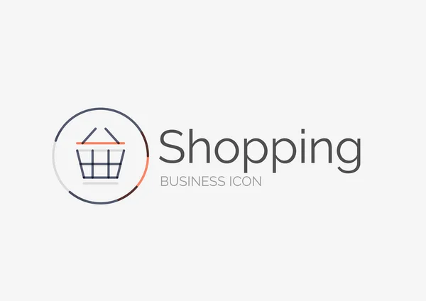 Tunn linje snygg design logotyp, shopping cart ikonen — Stock vektor