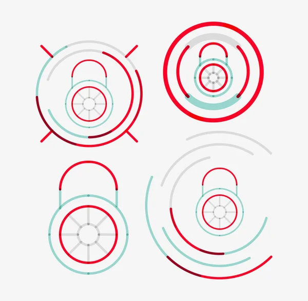 Thin line neat design logo set, lock concepts — Stock Vector