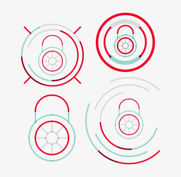 얇은 선 깔끔한 디자인 로고 설정, 잠금 개념 — 스톡 벡터