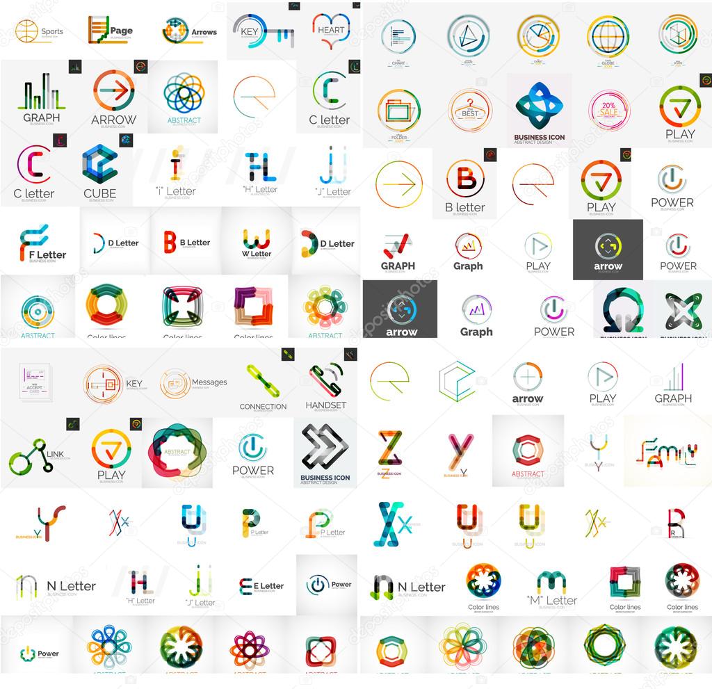 Logo mega collection, abstract geometric business icon set