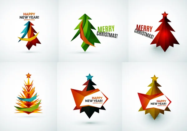 Set di disegni geometrici dell'albero di Natale — Vettoriale Stock