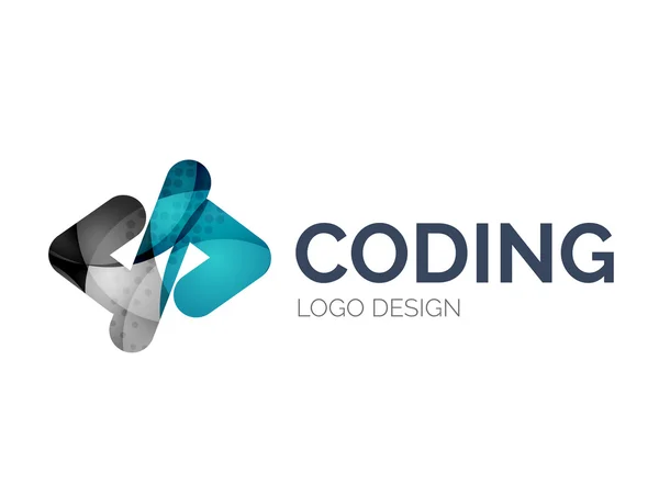 Színes darabból készült kód ikon logo tervezés — Stock Vector