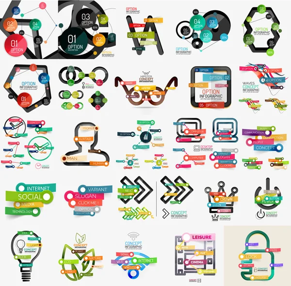 Mega collection of various web infographics — Stock Vector