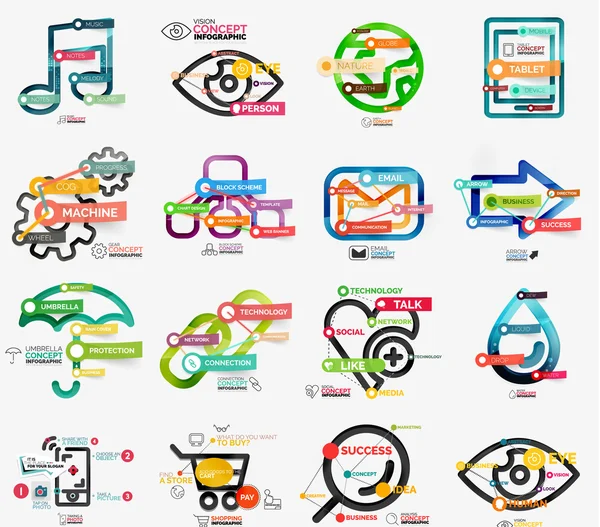 Vector mega collection of line and sticker infographics — Stock Vector