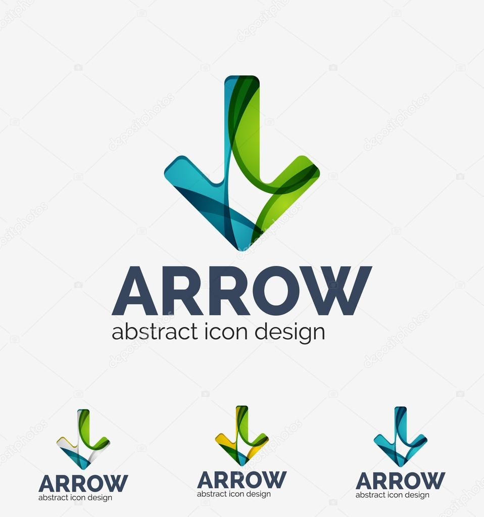 Clean moden wave design arrow company logo, business icon made of overlapping elements