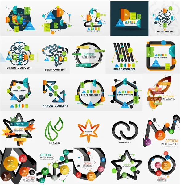 Vector mega collection of line and sticker infographics — Stock Vector