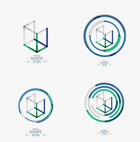 Logo di progettazione della linea minima, icona di affari, blocco — Vettoriale Stock