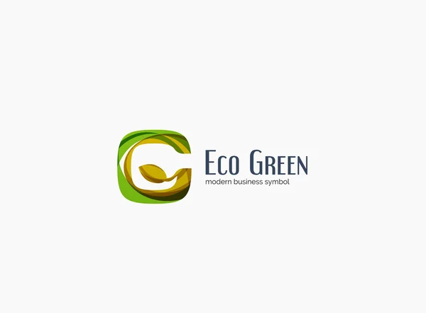 现代 G 字母，绿色生态概念公司徽标 — 图库矢量图片