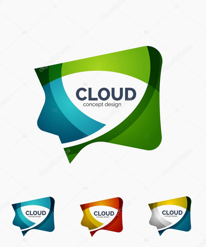 Modern cloud company logo set, made of overlapping wavy shapes