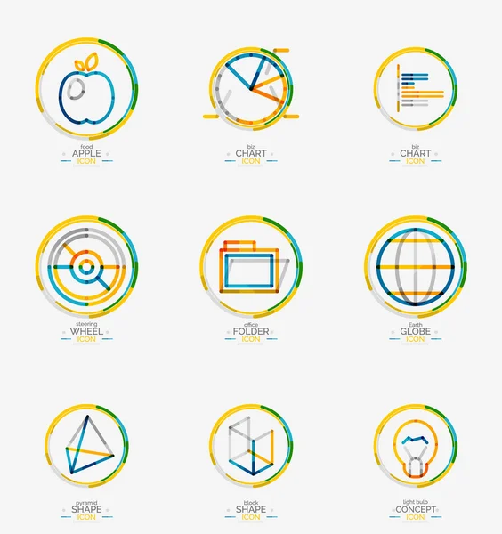 Minimale dünne Linie Design Web-Symbol-Set — Stockvektor