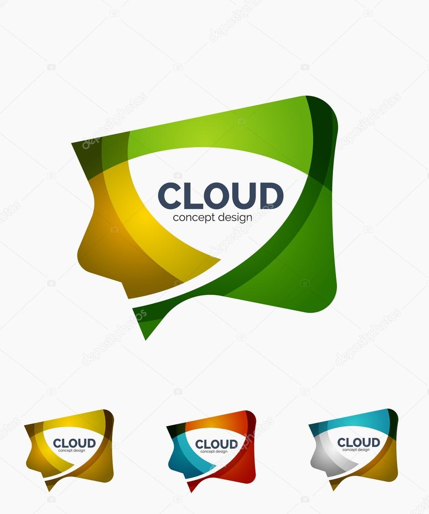 Modern cloud company logo set, made of overlapping wavy shapes
