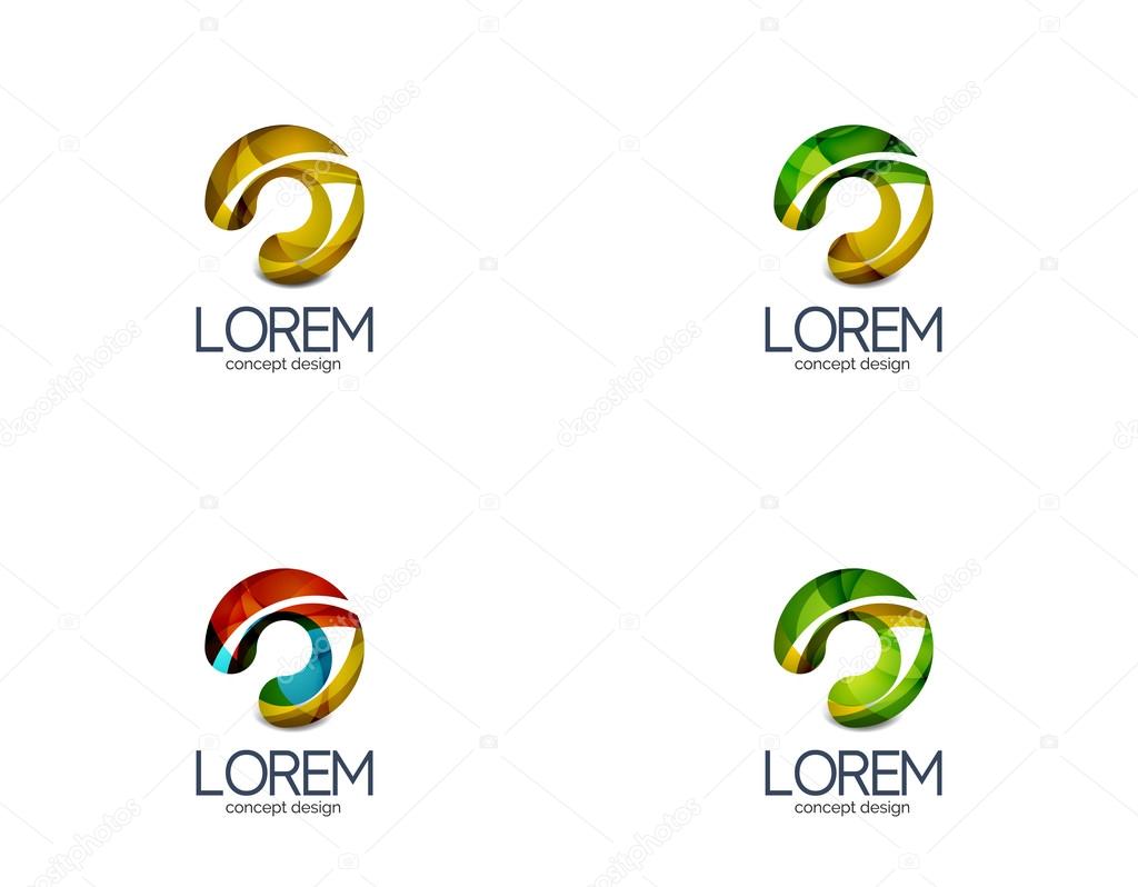 Circle business logo, target, location concept. Made of color flowing overlapping shapes