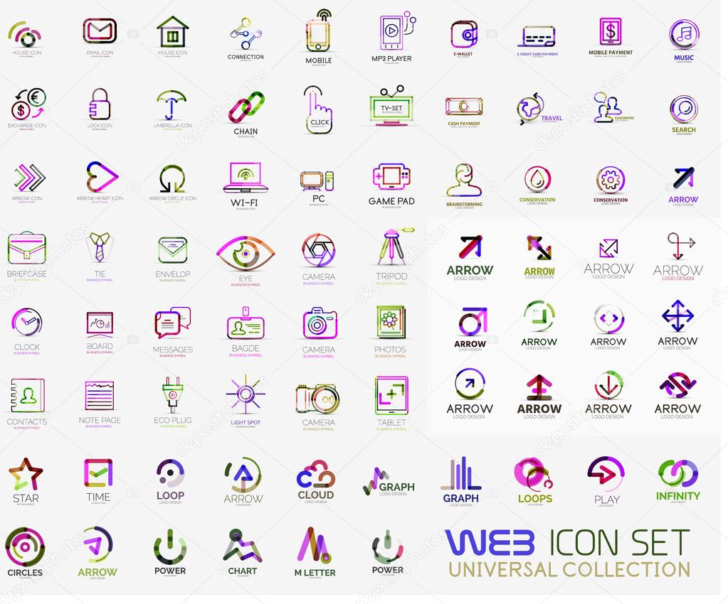 Mega collection of line design web logo icons