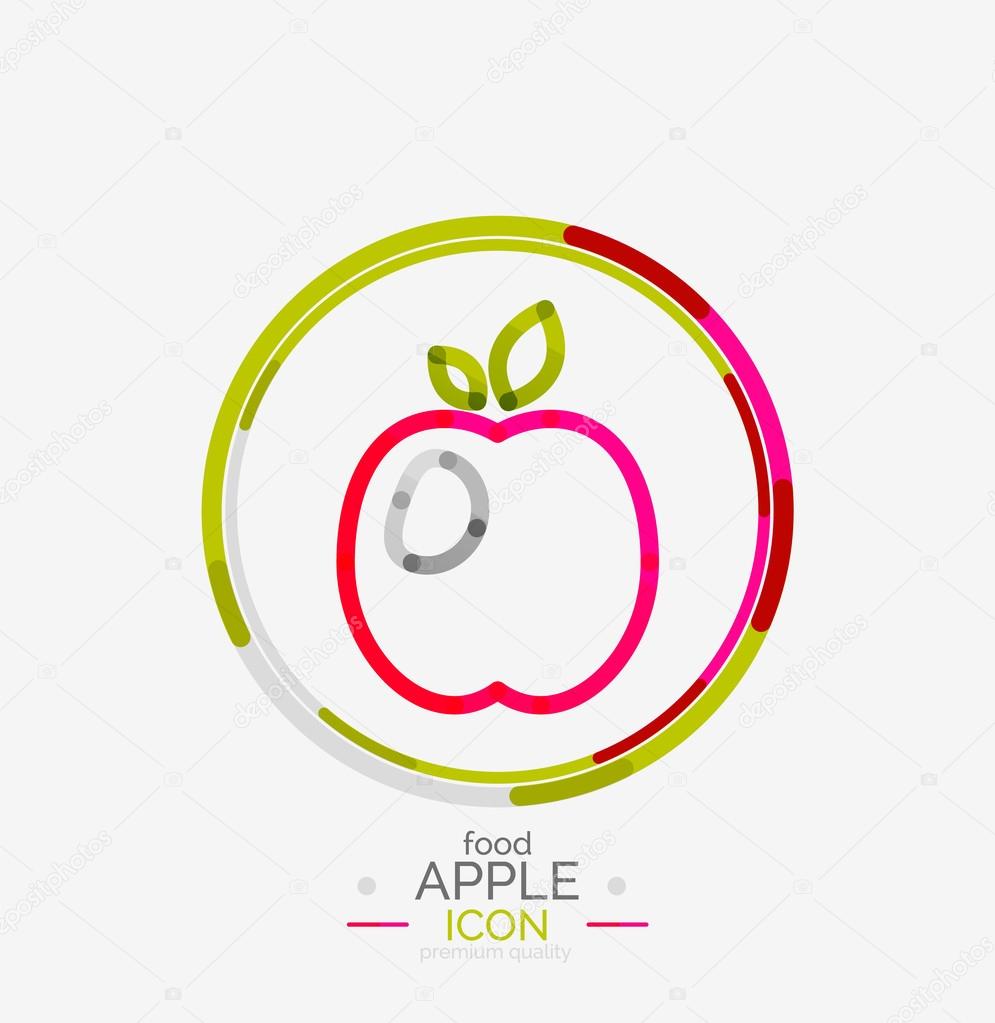 Apple logo concept, stamp, fresh food idea fruits