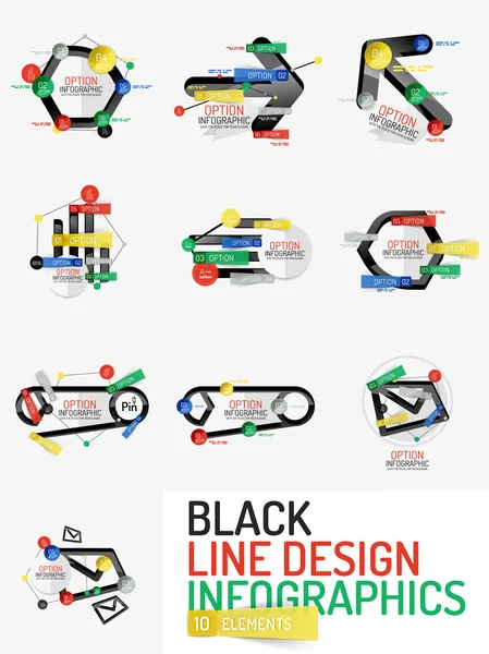 Ensemble d'infographies web de bureau de conception de ligne minimale — Image vectorielle