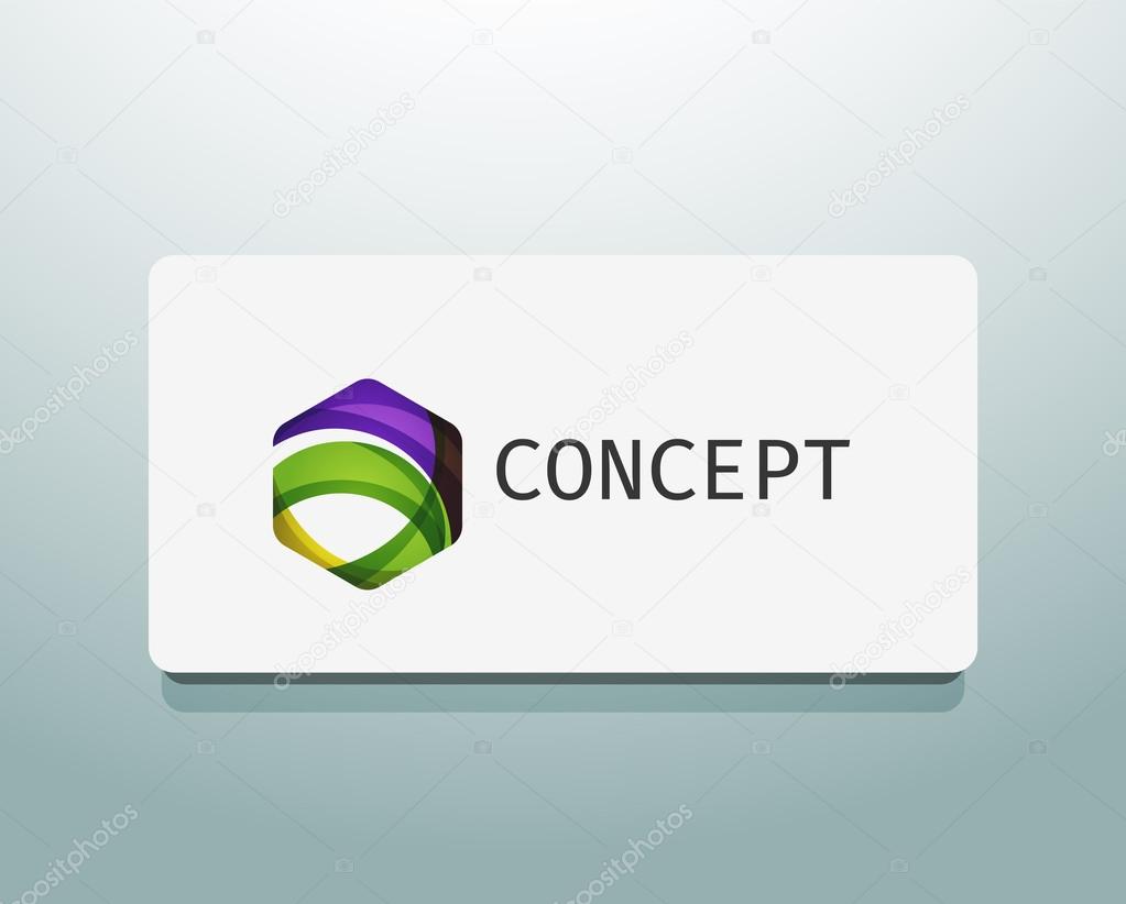 Abstract logo design, wave shape hexagon