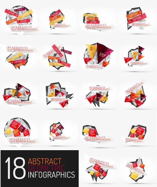 Set of modern polygonal origami paper infographics — Stock Vector