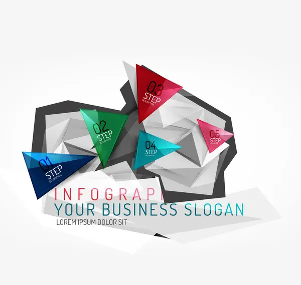 Moderne polygonale Origami-Papier-Infografiken — Stockvektor