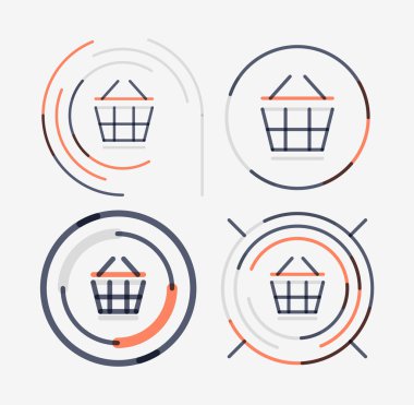 İnce çizgi zarif tasarım logo koymak, alışveriş sepeti simgesini