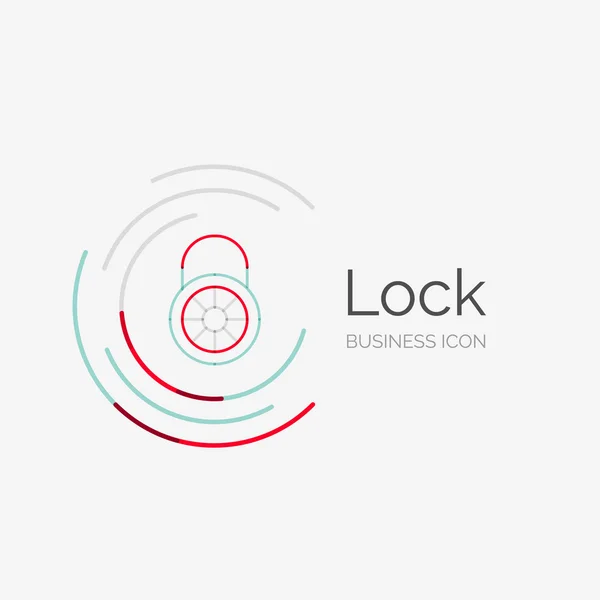 Dunne lijn strak design logo, lock concept — Stockvector