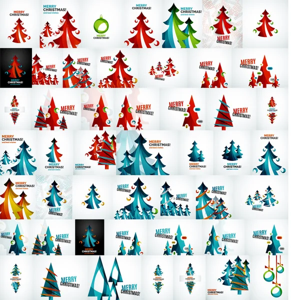 Gran mega colección de tarjetas de Navidad y elementos — Vector de stock