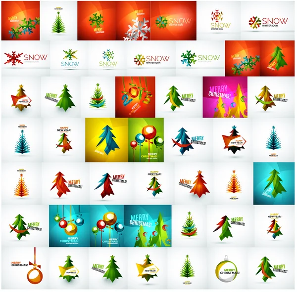 Große Mega-Sammlung von Weihnachtskarten und -elementen — Stockvektor