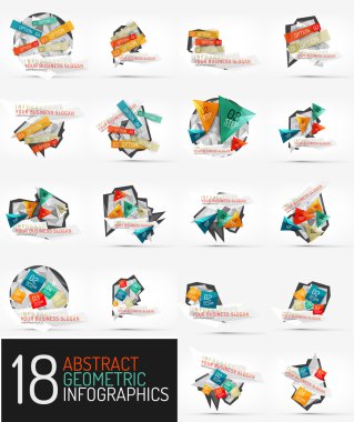 Modern köşeli origami kağıt infographics kümesi
