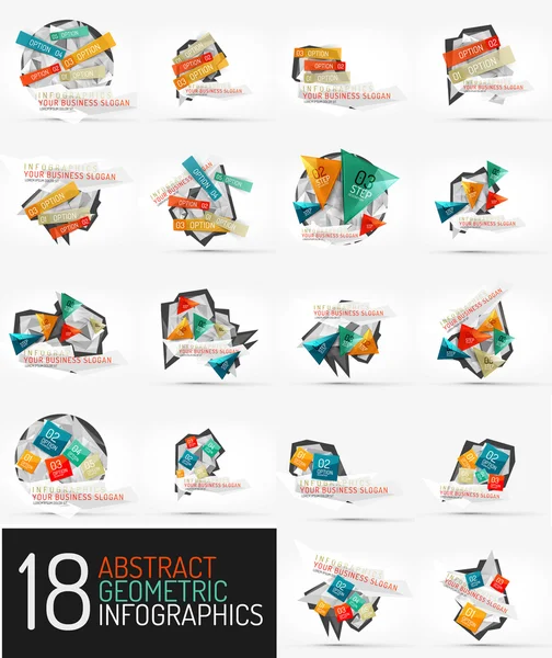 Set of modern polygonal origami paper infographics — Stock Vector