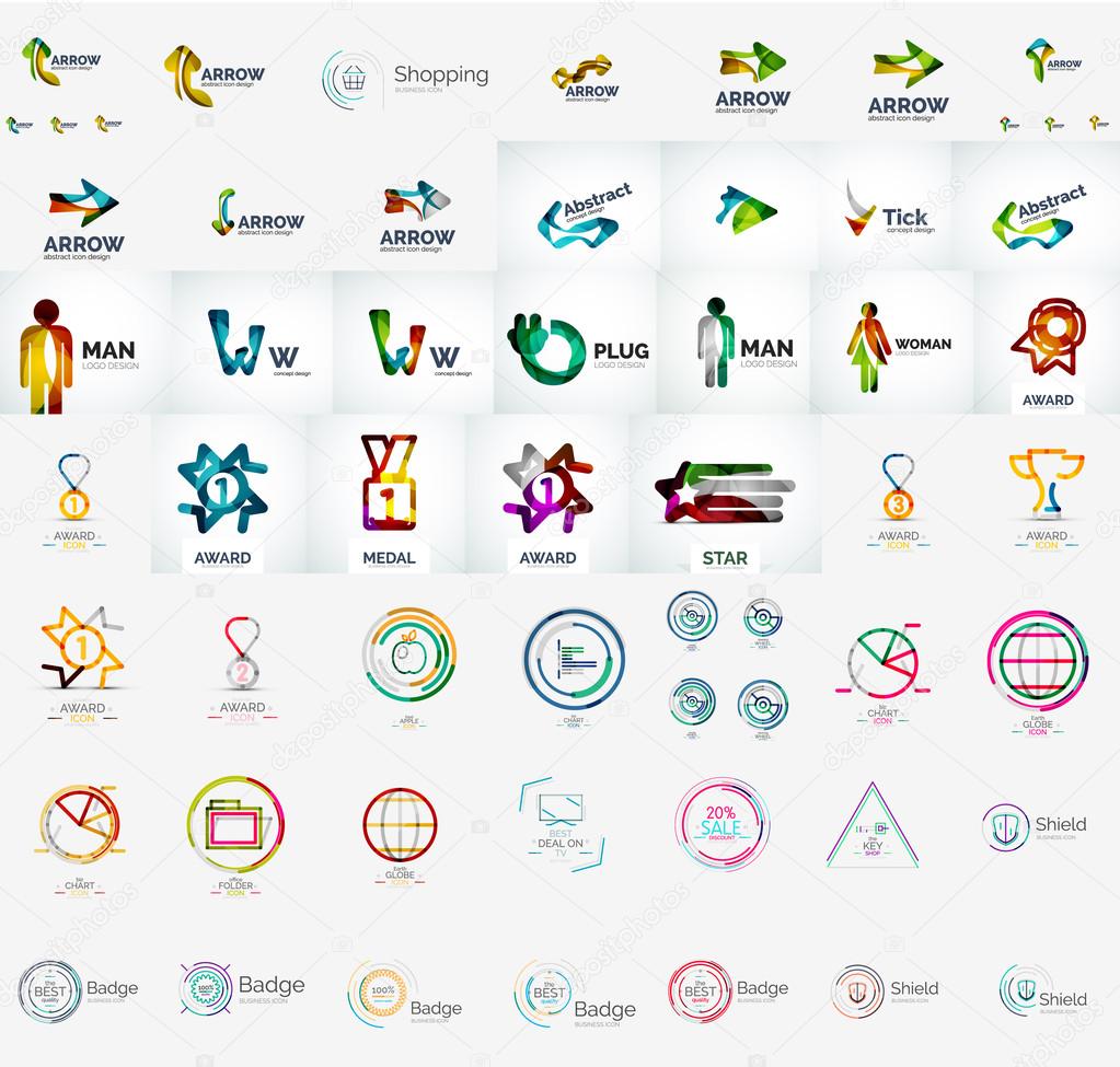 Abstract company logo vector collection - large set of business corporate logotypes