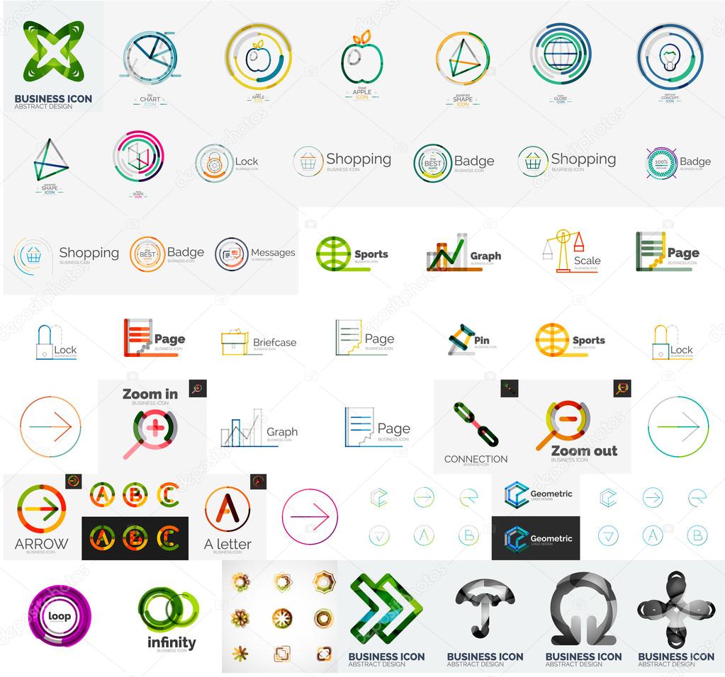 Abstract company logo vector collection - large set of business corporate logotypes