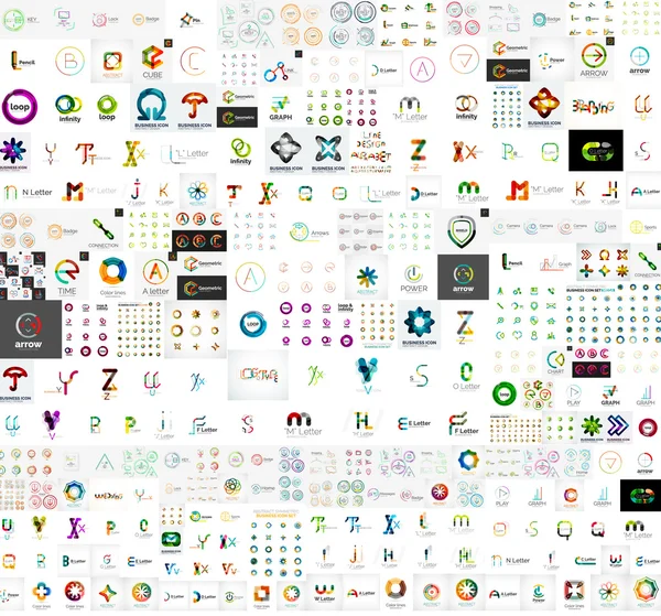Mega coleção de designs abstratos de logotipo da empresa — Vetor de Stock