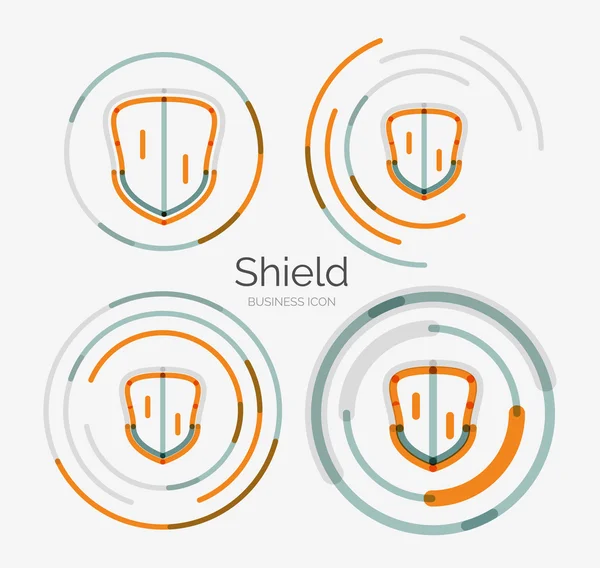 Thin line neat design logo, shield icon set — Stock Vector
