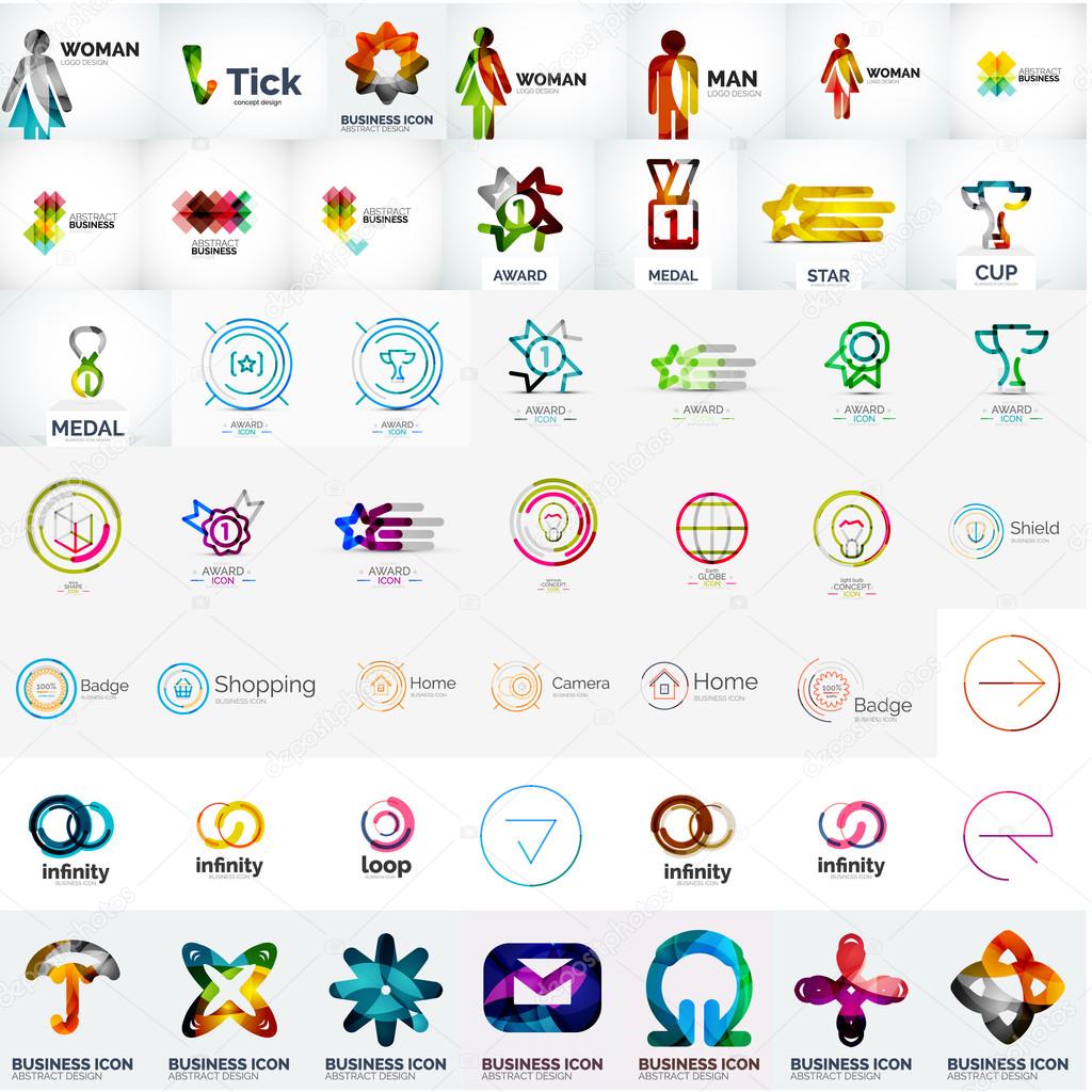 Abstract company logo vector collection - large set of business corporate logotypes