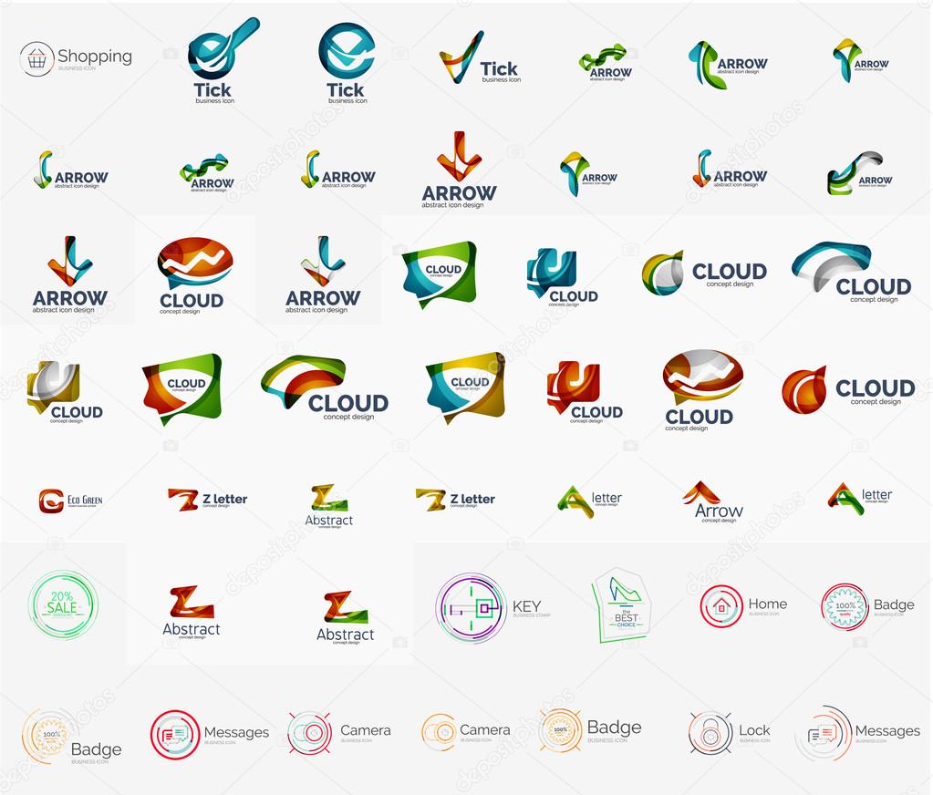 Abstract company logo vector collection - large set of business corporate logotypes