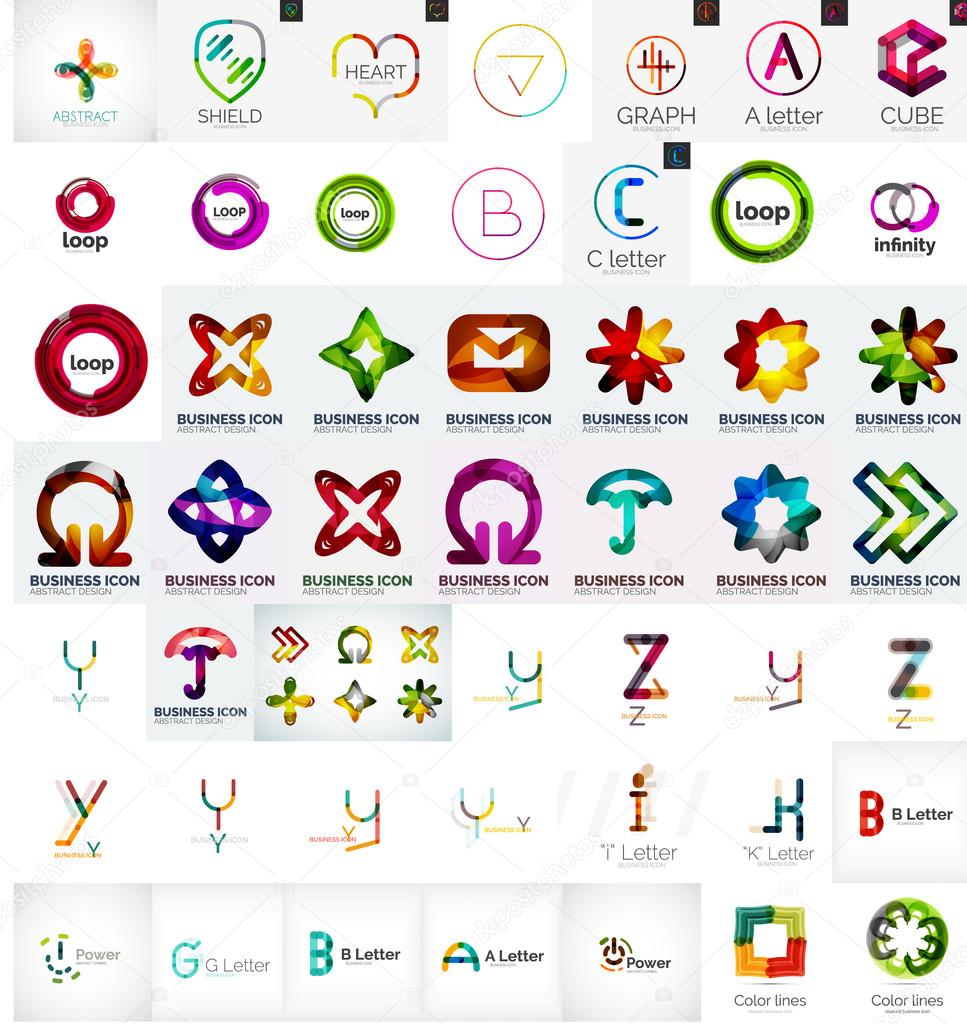 Abstract company logo vector collection - large set of business corporate logotypes