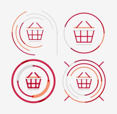 İnce çizgi zarif tasarım logo koymak, alışveriş sepeti simgesini