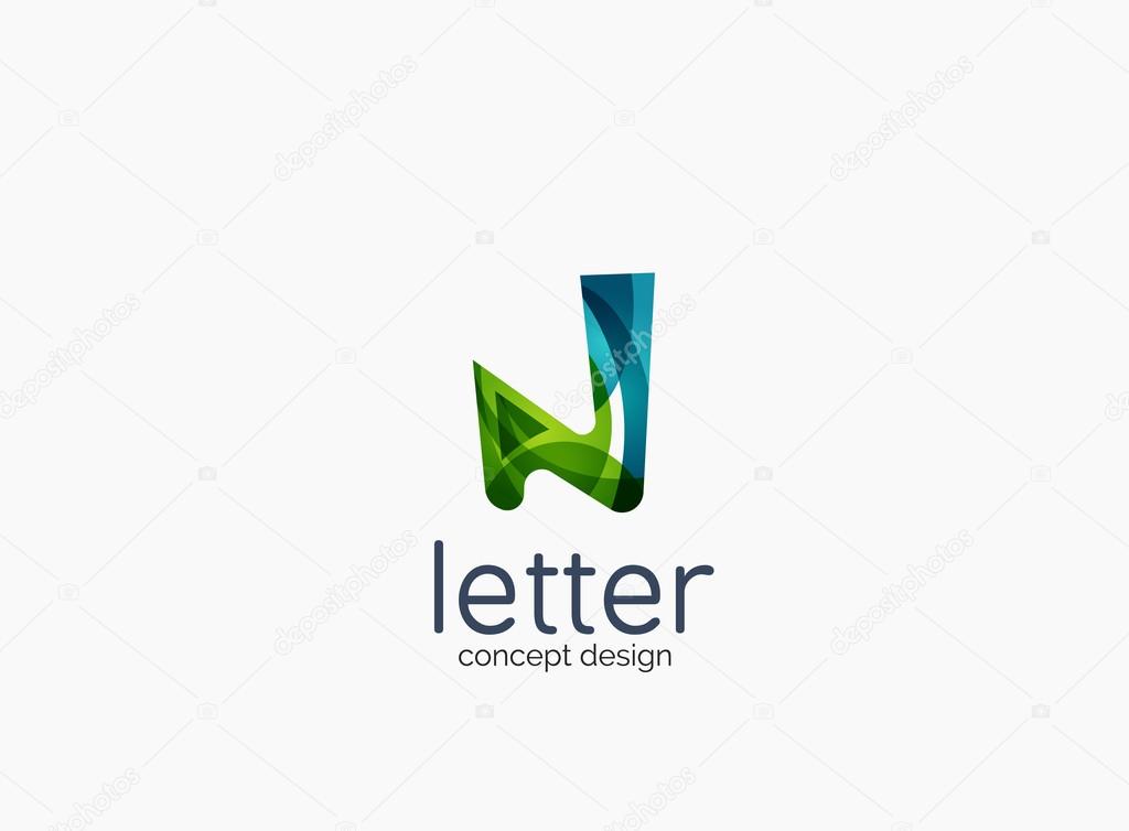 Modern company logo, clean glossy design. Abstract shape made of color overlapping wave pieces