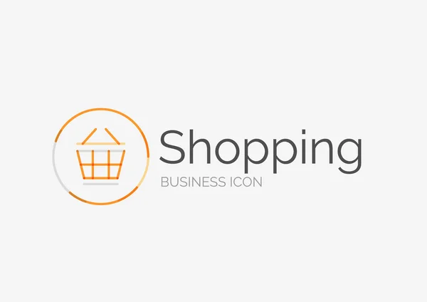 Tunn linje snygg design logotyp, shopping cart ikonen — Stock vektor