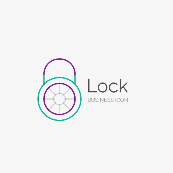 Dunne lijn strak design logo, lock concept — Stockvector