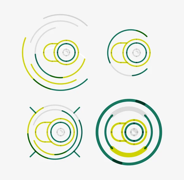 Logo desain set baris tipis rapi, konsep kamera - Stok Vektor
