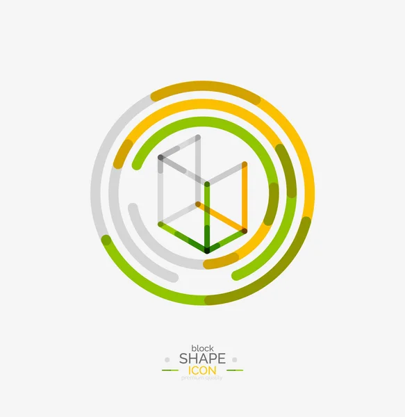 Minimale lijn ontwerp logo, zakelijke pictogram, blok — Stockvector