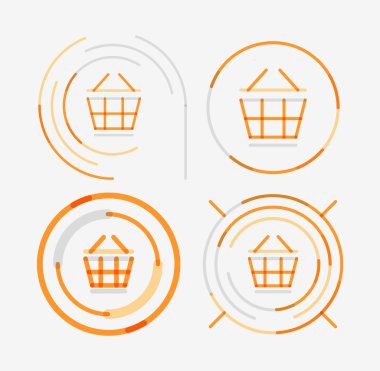 İnce çizgi zarif tasarım logo koymak, alışveriş sepeti simgesini