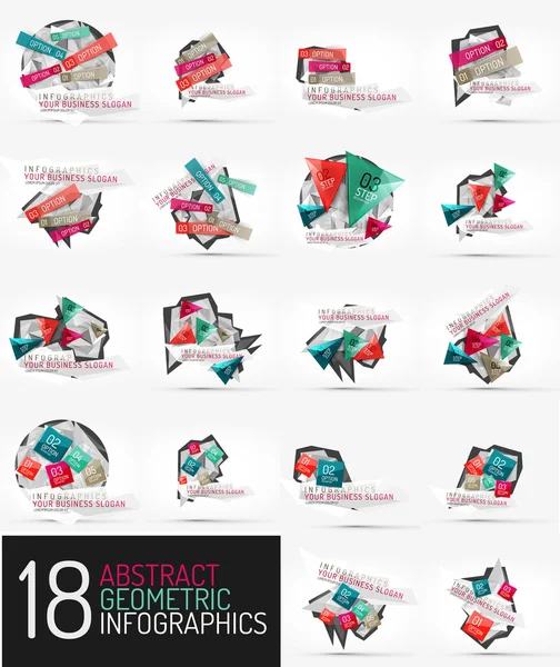 Sada moderní polygonální origami papír infografika — Stockový vektor