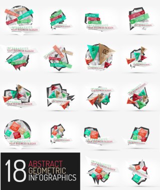 Modern köşeli origami kağıt infographics kümesi