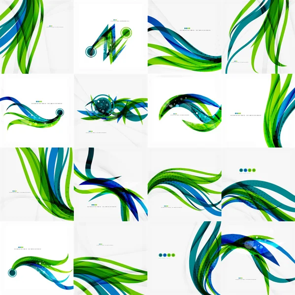 绿色的蓝色波浪线 — 图库矢量图片